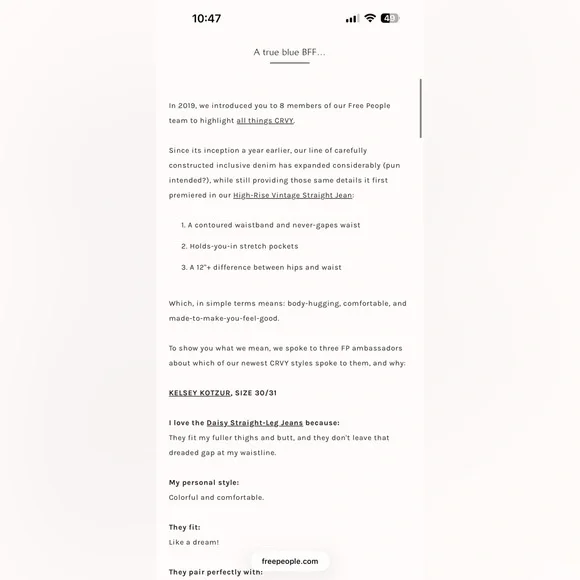 Jeans Free People Curvy High Rise Cropped Lace Up Dark Wash Stretch Waist Jeans - Picture 8 of 16